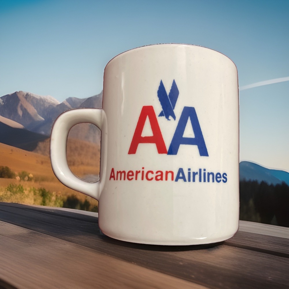 AA American Airlines Start Your Day With Ideas in AAction Flat Coffee Cup READ